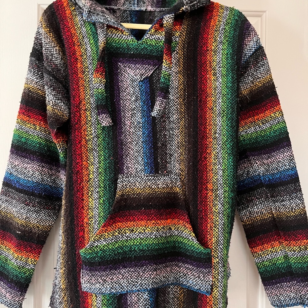 Colorful Striped Baja Hoodie Men’s medium. No tags.
